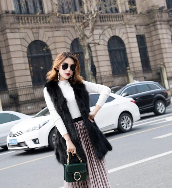 

natural New real genuine raccoon fur vest women's fashion V-neck gilet warm winter custom any size