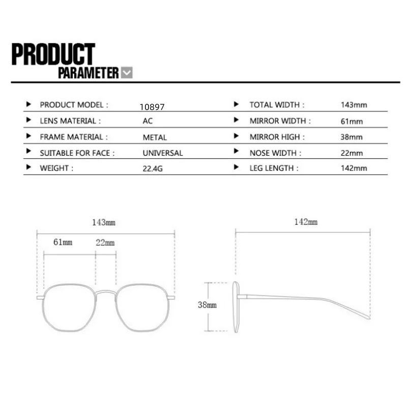 Металлические эллиптические солнцезащитные очки