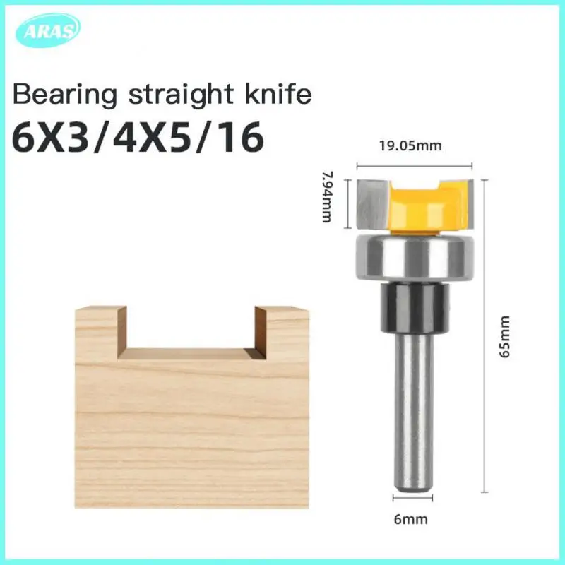 

Six-piece V-shaped Bearing Straight Cutter 1/4 Shank Woodworking Bearing Straight Knife Bearing Combination Knife Milling Cutter