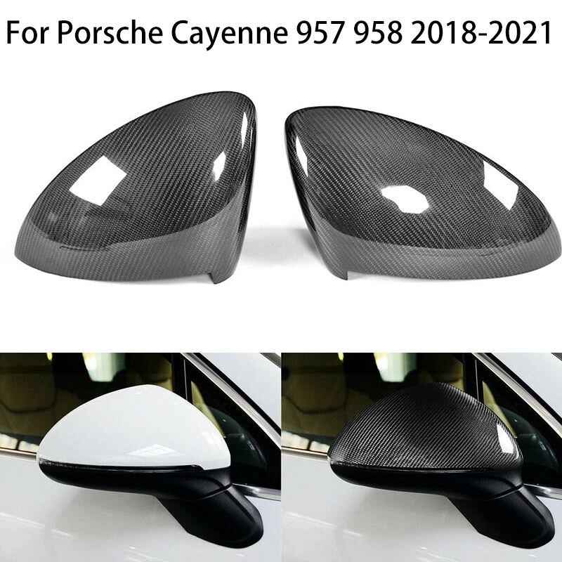 

Pair Real Carbon Fiber Real View Mirror Cover Caps For Porsche Cayenne 957 958 2018-2020 Side Caps Add on Style