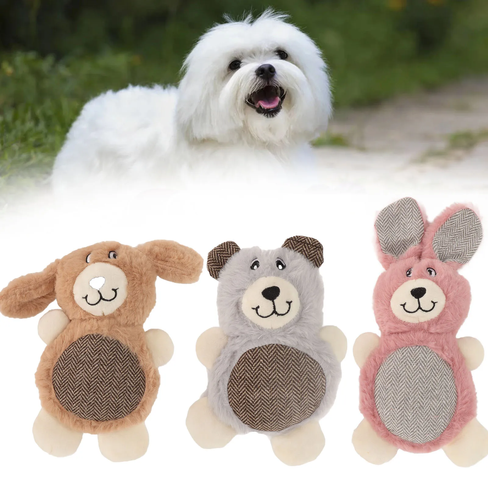 

Plush Dog Toy Squeaky Soft Teeth Cleaning Interactive Cute Stuffed Pet Chewing Toy For Small Medium Dogs