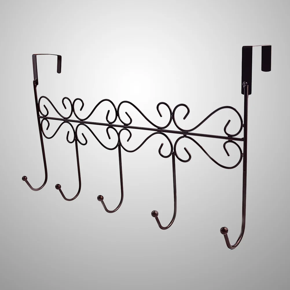 

Creative Wrought Iron Nail-free Door Hook Coat Tie Towel Over the Door Hook Multi-function Clothes Storage Rack (Bronze)