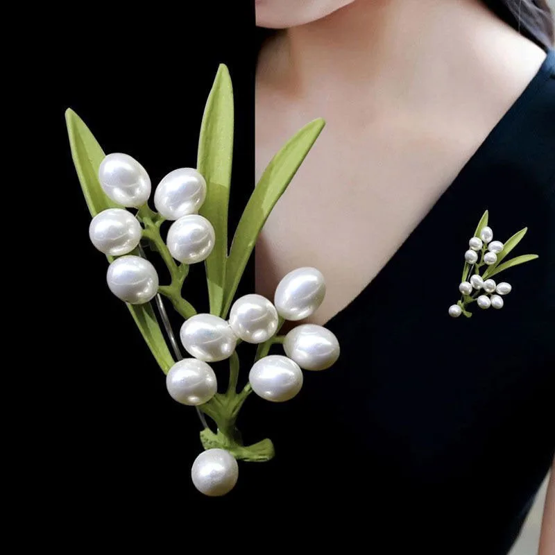 

Vintage Plant Leaf Brooches For Women Retro Green Leaves Pearl Ginkgo Brooch Pin Corsage Classic Party Jewelry Accessories