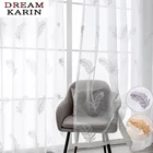 DK белые прозрачные шторы с вышивкой в виде перьев для гостиной, спальни, вуаль, тюлевые шторы для детской комнаты, занавески, панели