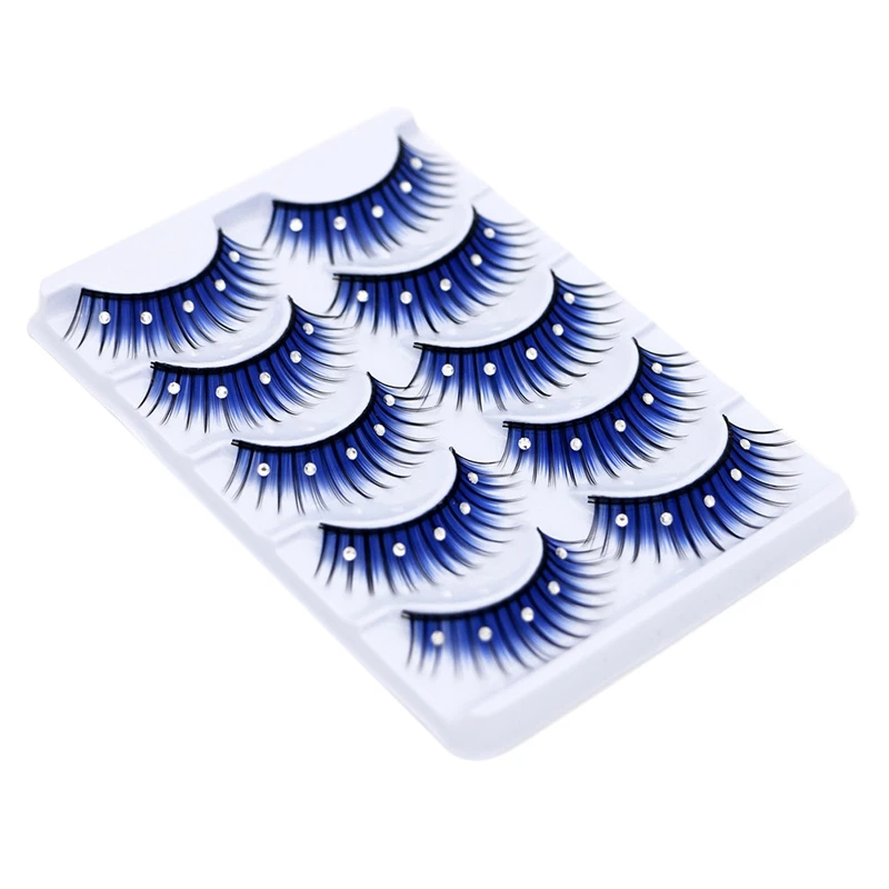 

5 пар Накладные ресницы модель сцены синие накладные ресницы нежные очаровательные модные Искусственные ресницы