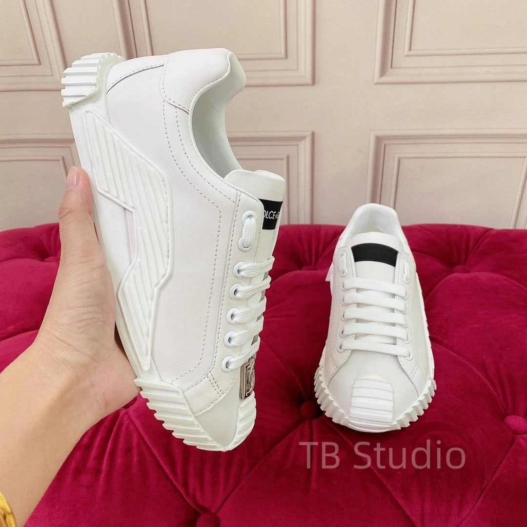 

Men Casual Sneakers Luxury Design D Brand Flat Leather Shoes Lace-up White Shoes Men's Tennis Sneakers Fashion Women's Shoes
