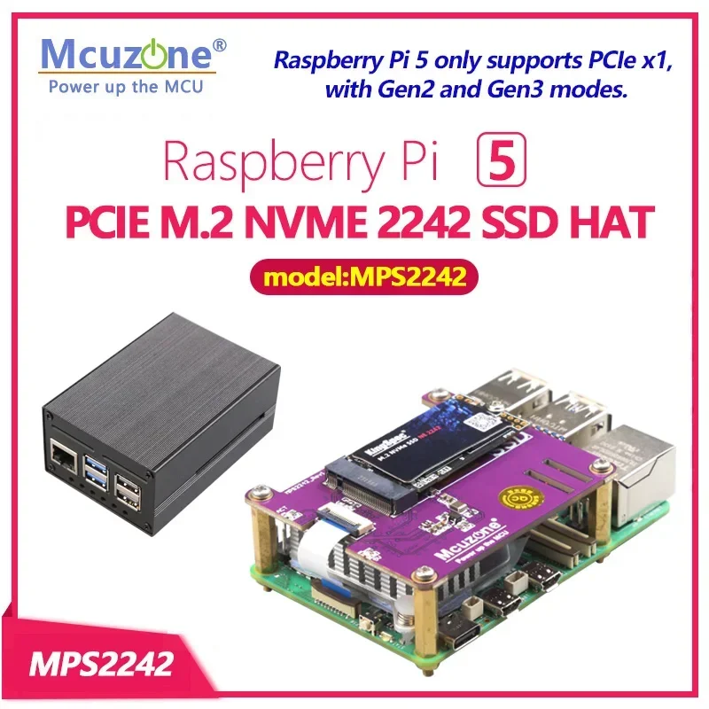 Новый MPS2242 PCIE M.2 NVME SSD HAT для Raspberry Pi 5 поддержка 2230 2242 Gen3