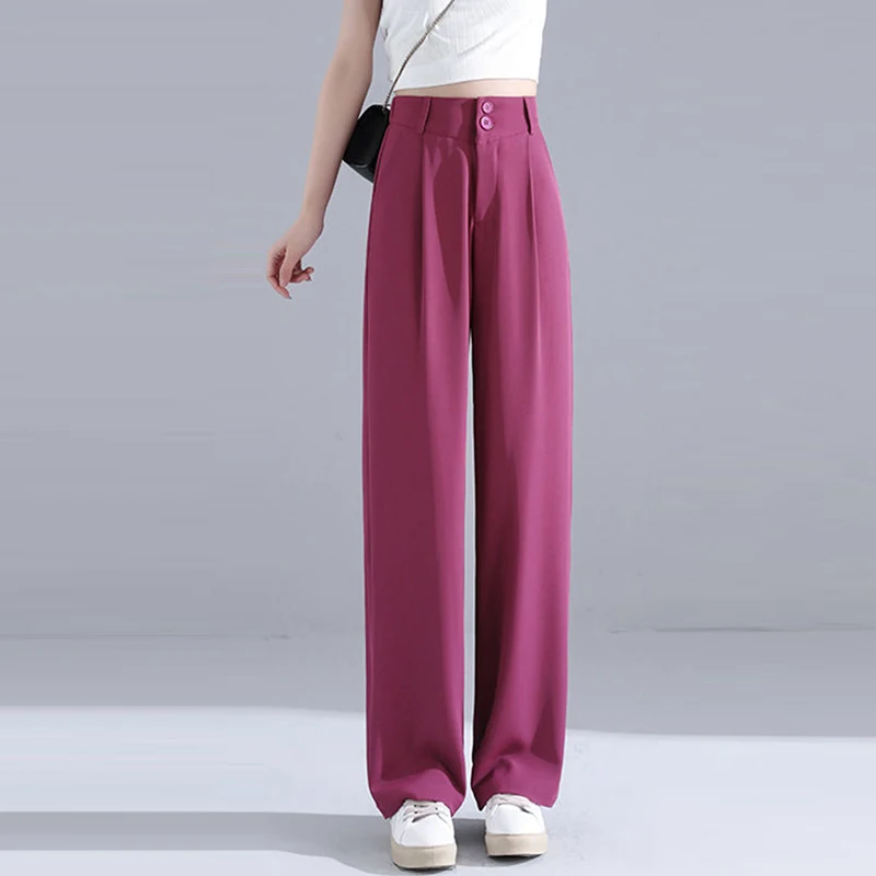 Suit mopping pants women's summer thin section drape  tide retro  loose straight casual pants    korean fashion  trousers