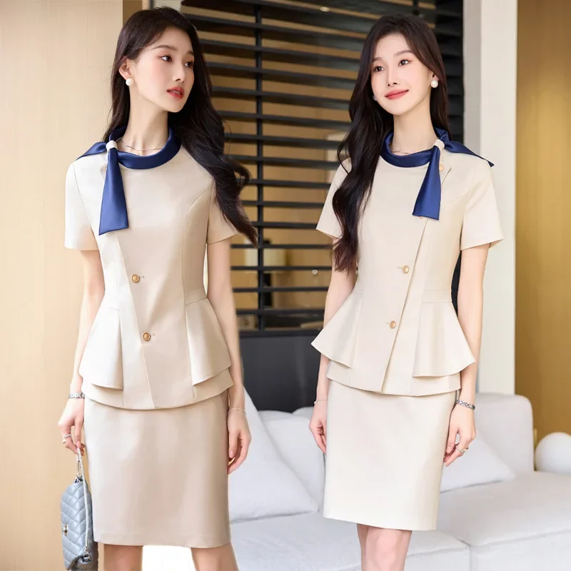 Women's Summer New Style Hotel Front Desk Reception Western-Style Suit Professional Jewelry Store Beauty Salon Workwear