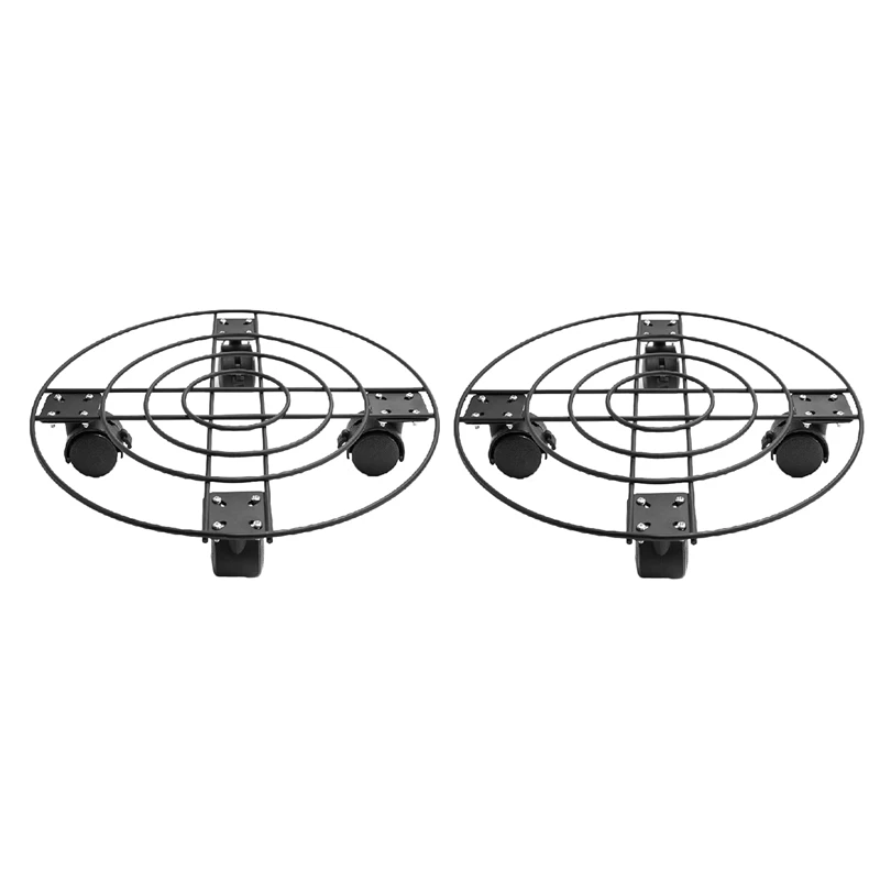 

2 Pack Plant Pot Round Wheels Mover Trolley Caddy Garden Plate Metal Stand For Indoor Outdoor Home Garden Tools
