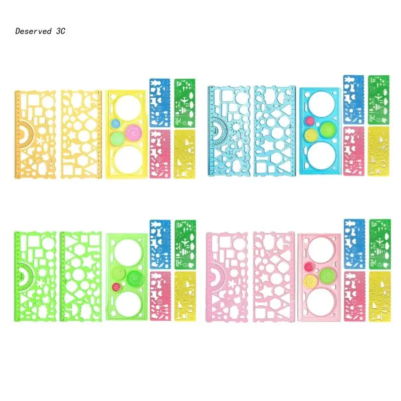 

R9CB Drawing Stencils Drawing Stencil Template Geometry Shape Stencils Kids Students