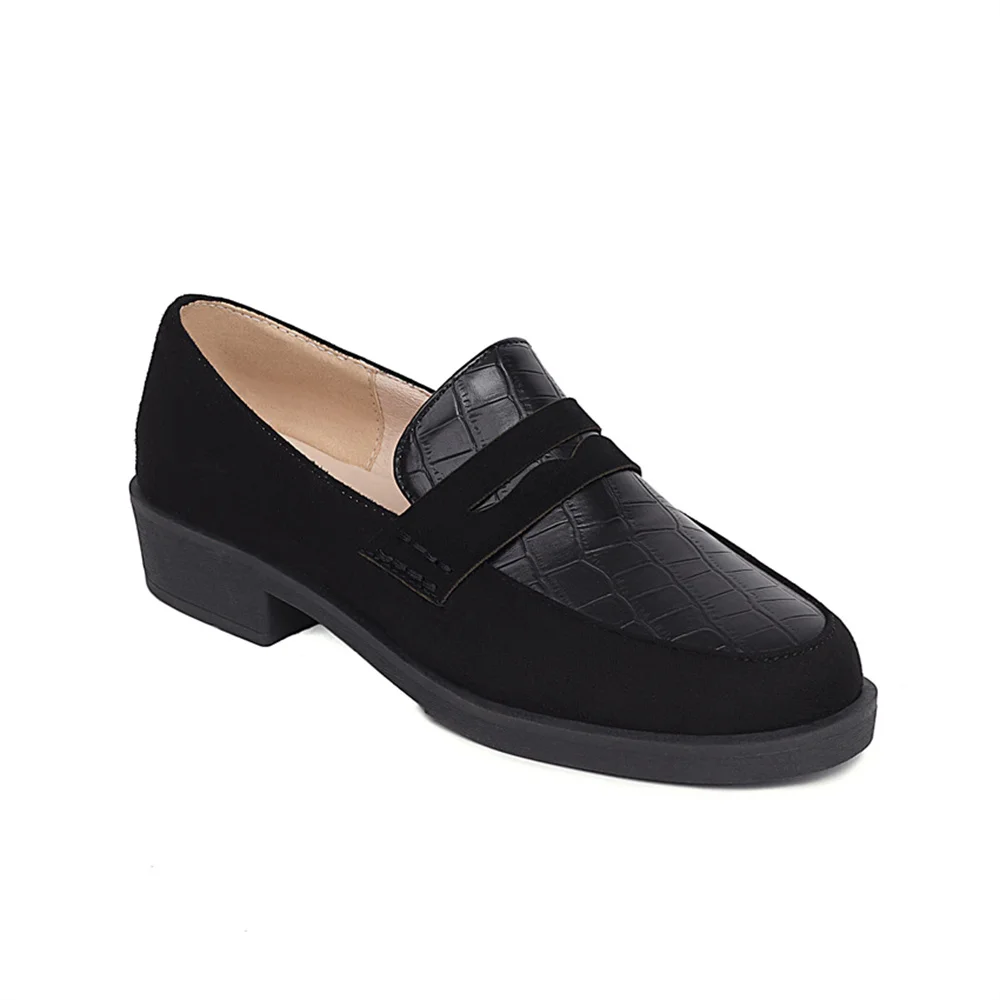 Comfortable And Elegant Woman's Shoes With Low Heels Round Toe  2023 Casual Pure Black Plus Size Luxury Loafers Womens Shoes