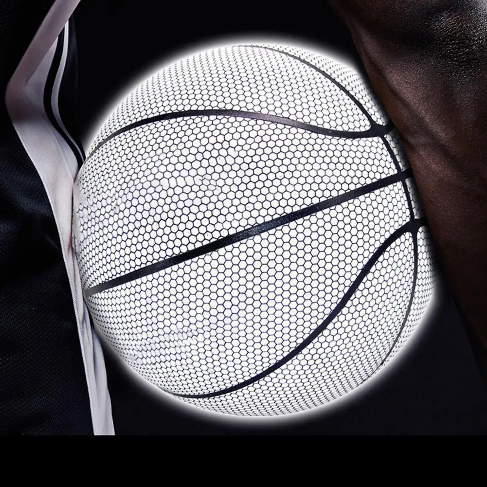

Luminous Basketball Ball Holographic Reflective Lighted Basketball Ball Sports Glowing Colorful/white Flash Night Wear-resi S4i9