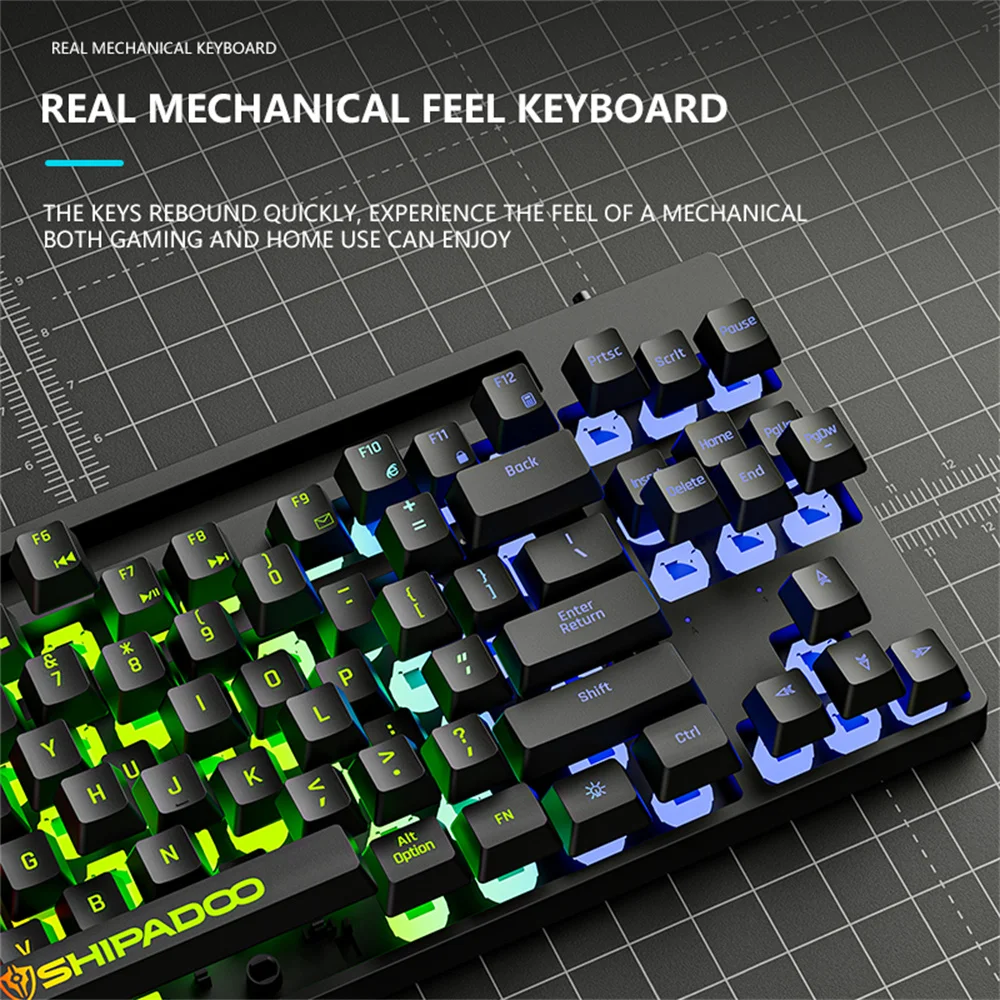 

Mechanical Feel Usb Ergonomics Keyboards Waterproof Game Keyboard Luminous Kyboard Pc Accessories Universal Wired 87key Keyboard