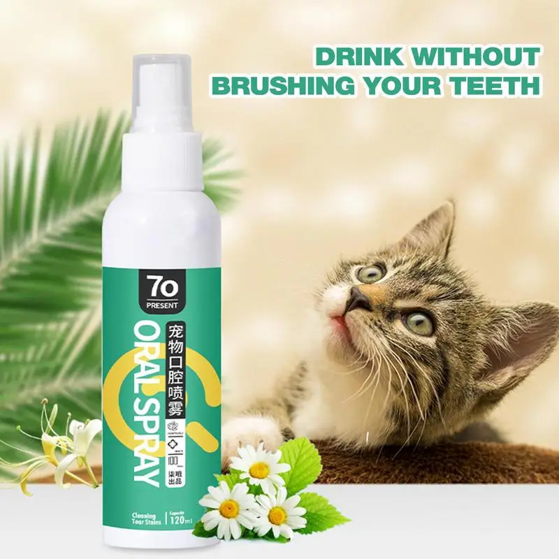 

Pet Oral Cleanse Spray Cats Dogs Tartars Remover For Teeth 120ml Breath Freshener No Brushing Oral Care Deodorants Sprayer