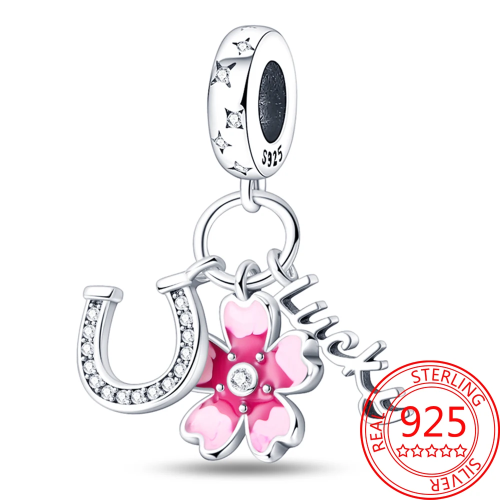 

Романтические украшения из стерлингового серебра 925 пробы, розовый цветочный драгоценный камень, женский браслет Pandora, подарок для свидания