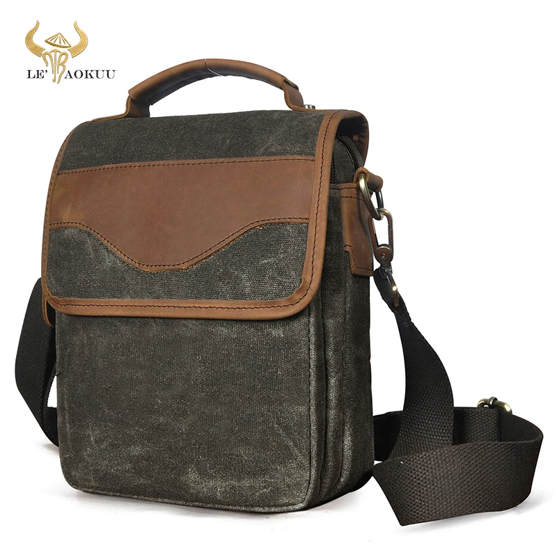 

2022 Canvas+Original Leather Male Tote Messenger Bag Design Satchel Cross-body One Shoulder Bag 8" Tablet Case For Men Male 144