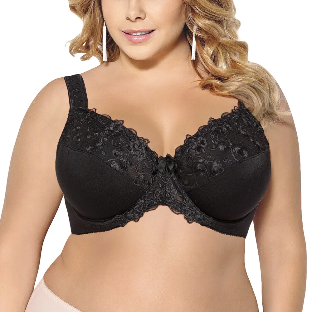 

Plus Size For Woman Bra Women Underwear Sexy Lace Bras Thin Underwired Big Size Bra 36 38 40 42 44 46 48 50 52 54 F G H I Cup