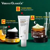 vibrant glamour retinol face cream vc sunscrean moisture cream 3pcsset anti aging firming whiten brighten facial skin care