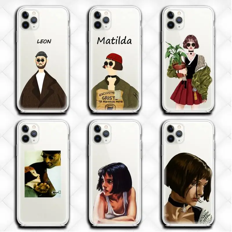 

Cartoon Killer Leon Uncle Girl Phone Case Clear for iphone 13 12 11 Pro max mini XS 8 7 Plus X SE 2020 XR cover