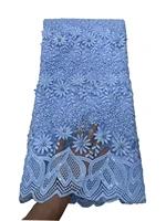 newest sky blue beaded african net lace fashion 2022 french lace fabric embroidered for party dress 5 yards