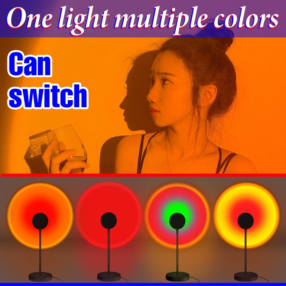 

LED Projection Lamp Sunset Light Night LED Sunset Bulb Color Lamp 5V USB Rainbow Lamp Desk LED Decoration Atmosphere Lighting