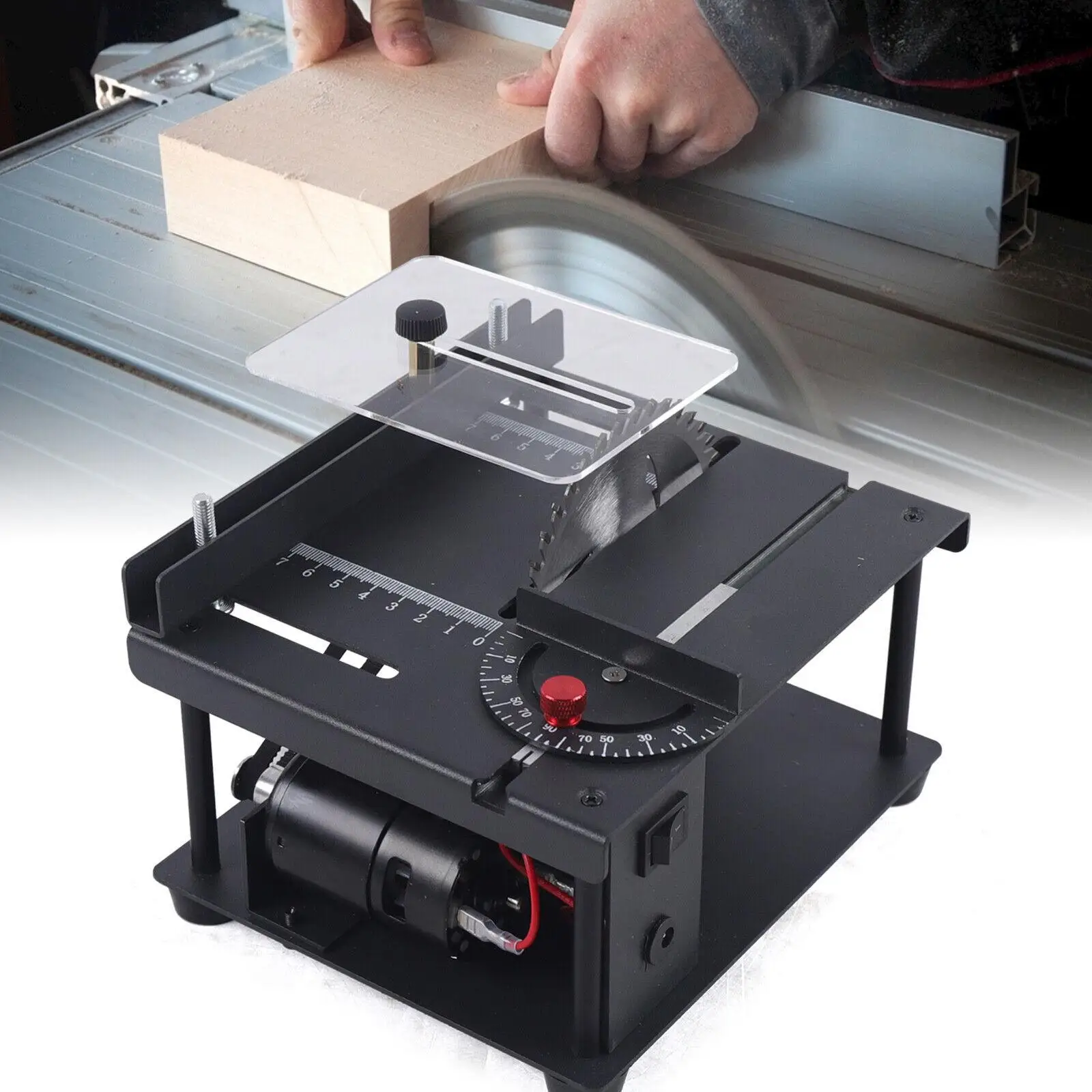 Multifunction Mini Sliding Table Saw Kit Woodworking DIY Hobby Model Sliding Cutting Bench Saw Household 8500r/min