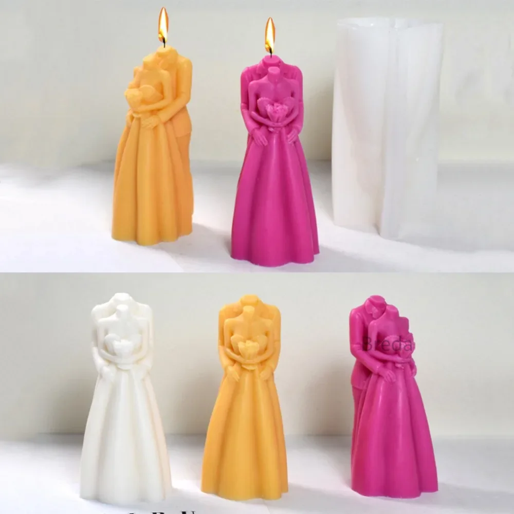 Обнимающие пары силиконовая форма для свечей 3D пластырь платья мыло инструмент