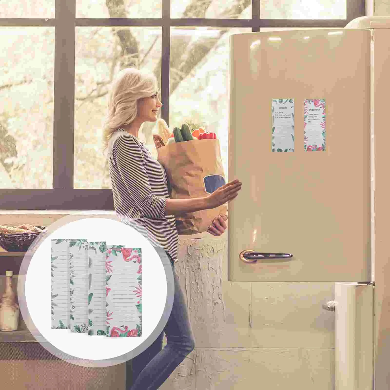 

4pcs Magnetic Refrigerator Notepad Grocery List To Do List Pad Memo Notepad