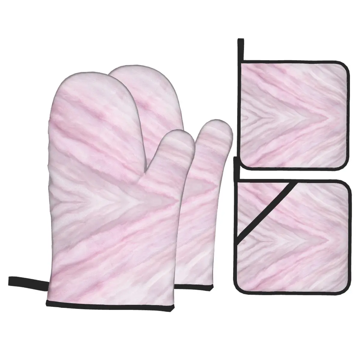 

4 шт., термостойкие перчатки для духовки, с пастельным мрамором