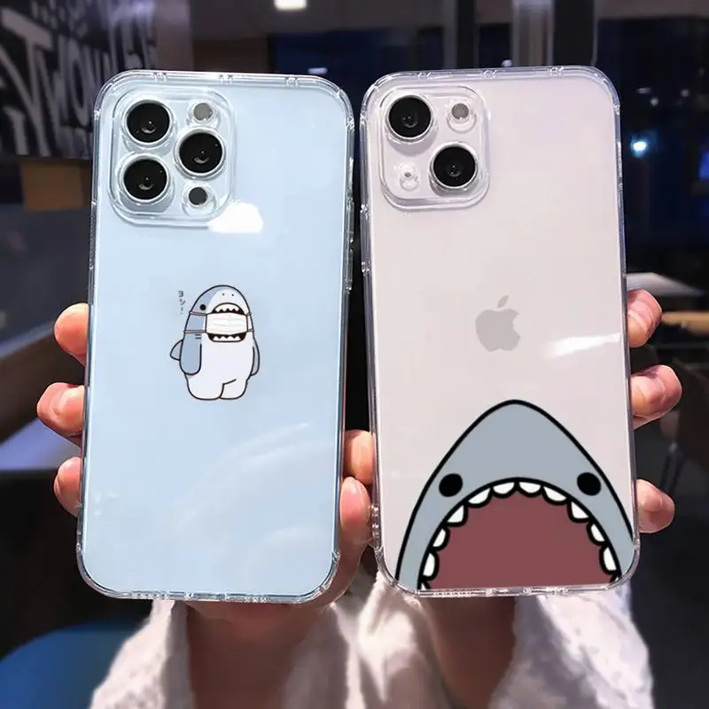 

cute shark Phone Case For iphone 13 12 11 8 7 plus mini x xs xr pro max Transparent soft