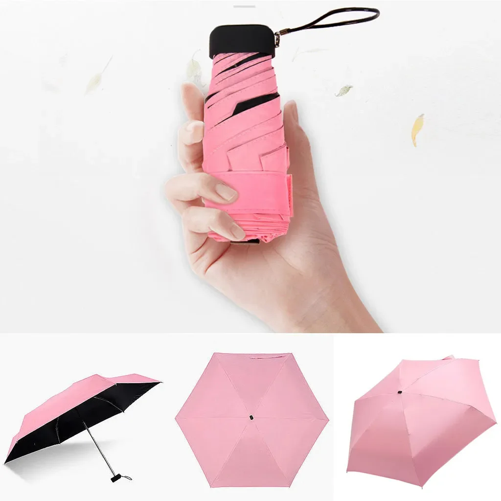 

Umbrella Rain Women Windproof Durable 5 Folding Sun Umbrellas Portable Sunscreen Female Parasol Umbrella Lightweight Pocket
