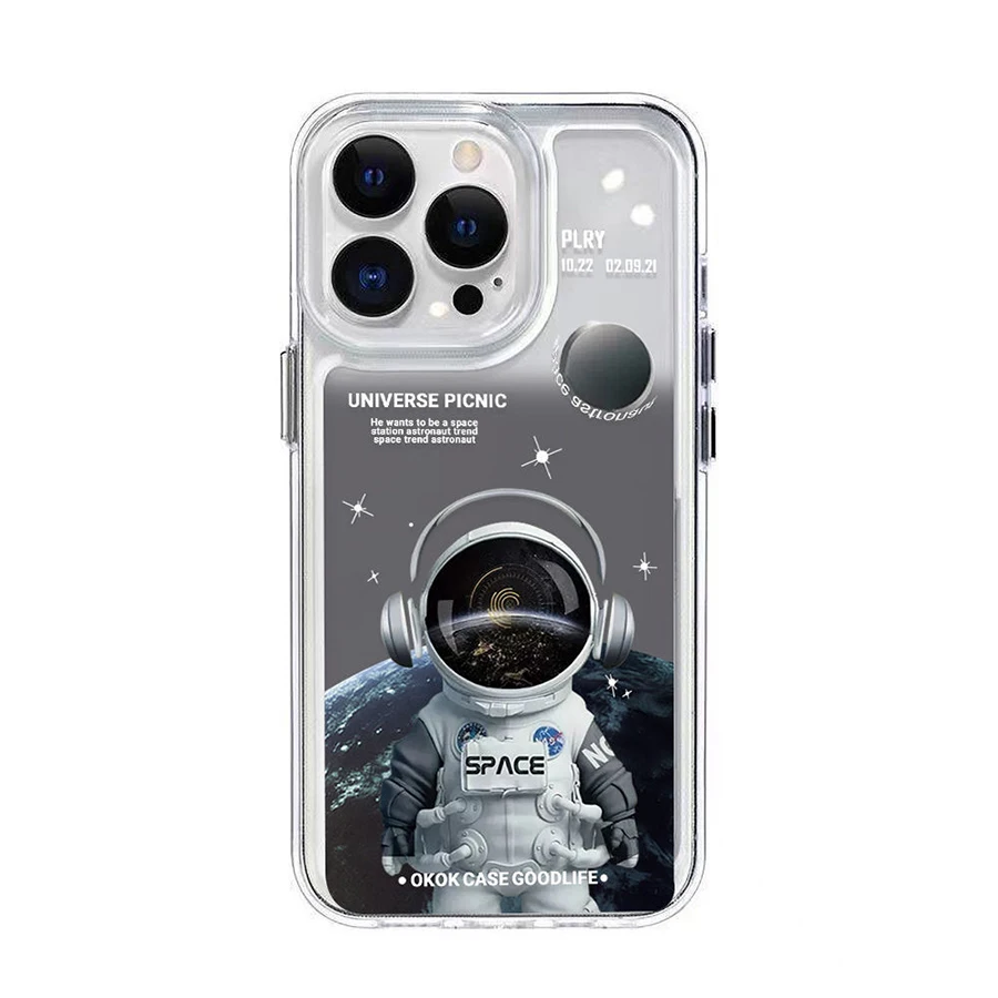 

Space Astronaut Lens Full Wrap Translucent Black Phone Case For Iphone 13 12 14 11 Pro Max X Xr Xs Max 7 8 Plus Se 2020 Fundas