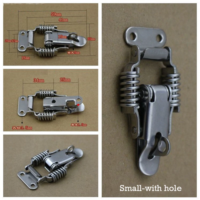 

Двойная пружинная защелка из нержавеющей стали 304, чемодан, деревянная коробка, переключатель, эластичные защелки, замок, мебельная фурнитура, аксессуары