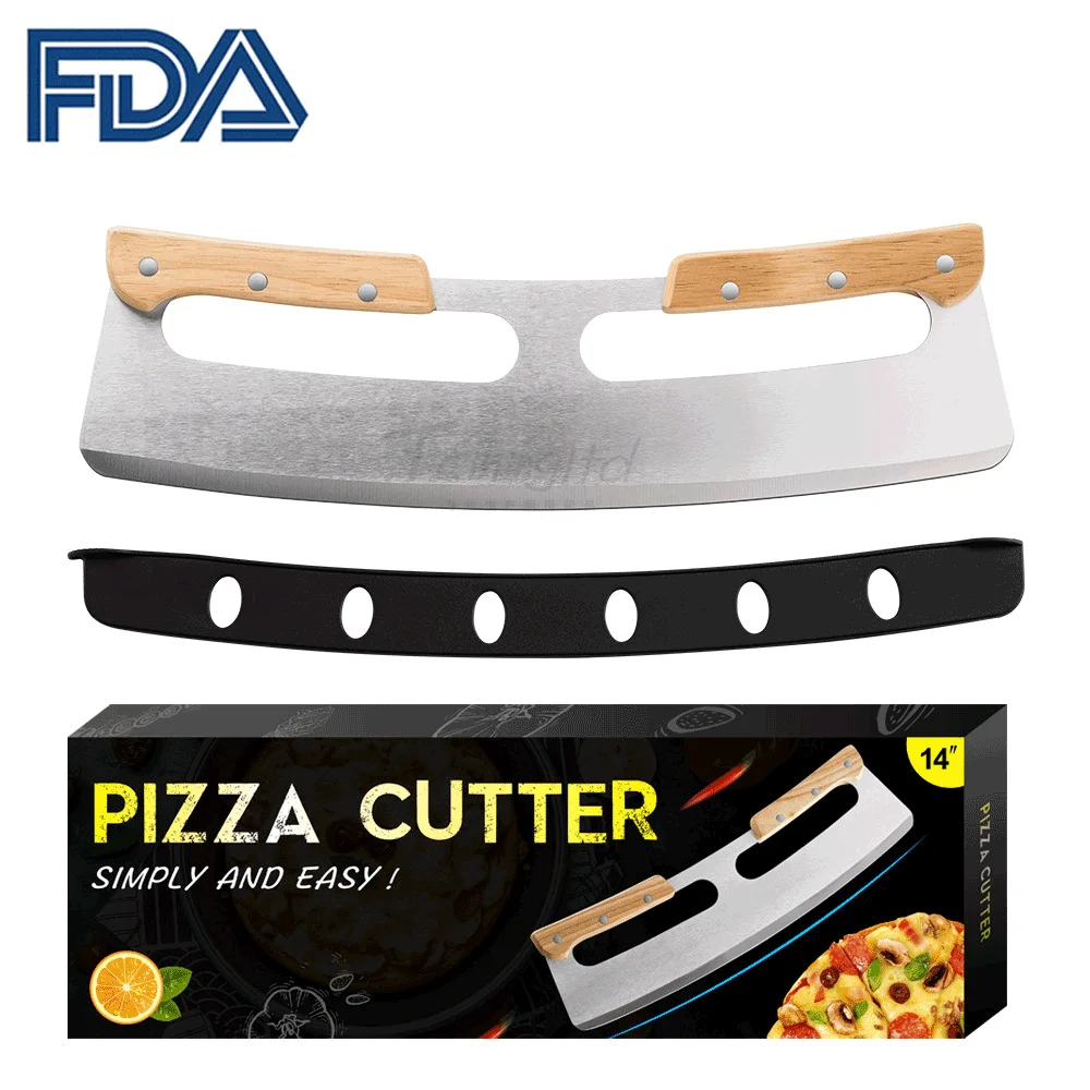 

Нож для пиццы с деревянными ручками и защитным чехлом из нержавеющей стали