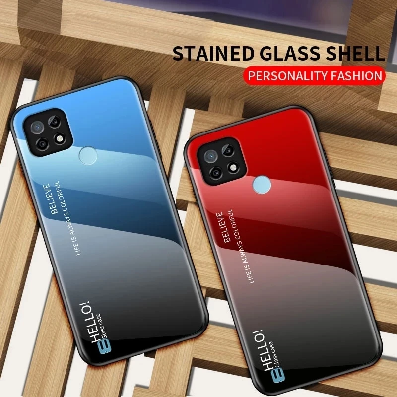 Роскошный градиентный телефон для Realme C21 задняя крышка Жесткий бронированный