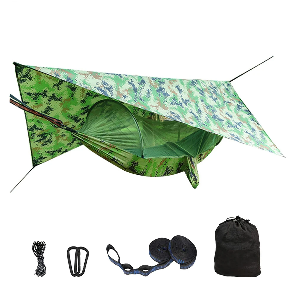

Automatic Quick Open Mosquito Net Hammock Tent With Waterproof Canopy Awning Set Hammock Portable Pop-Up Travel Hiking