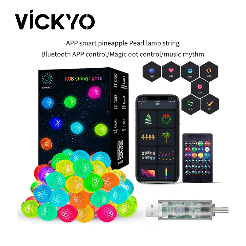 

Умная RGB-гирлянда VICKYO, USB, Bluetooth, управление через приложение