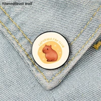 capybara fan club printed pin custom funny brooches shirt lapel bag cute badge cartoon cute jewelry gift for lover girl friends