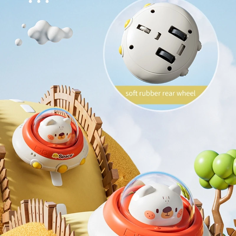 

Cartoon Spaceship Shape Inertial Car Candy Color Press Running Car Toy for Kid