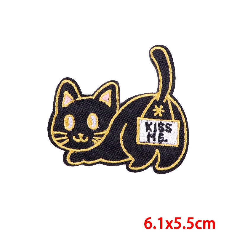 Симпатичные вышитые нашивки с котом для одежды термоклейкие на детскую одежду