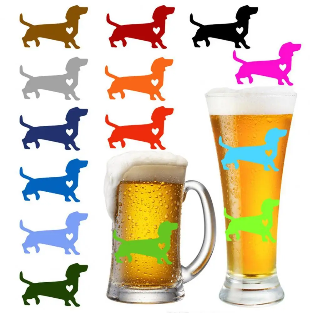 

24Pcs/Set Silicone Wine Glass Markers Cute Dog Shape Wine Identifier Drinking Cup Sign for Party