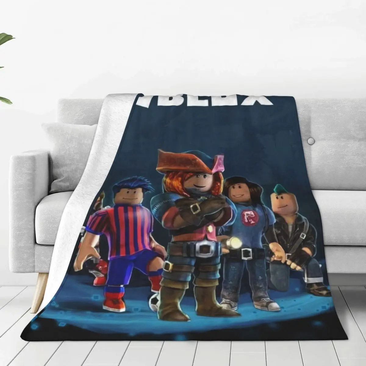 

3D Printed Cartoon Robloxs Blankets Comfortable Soft Flannel Autumn Anime Game Throw Blanket for Sofa Outdoor Bedroom