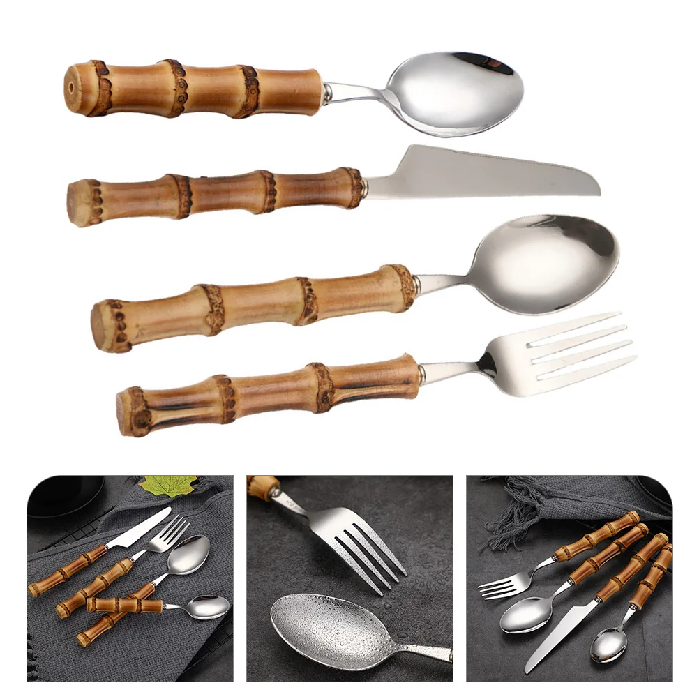 

1 Set Handle Flatware Stainless Steel Cutlery Tableware Eating Utensils Spoon Fork