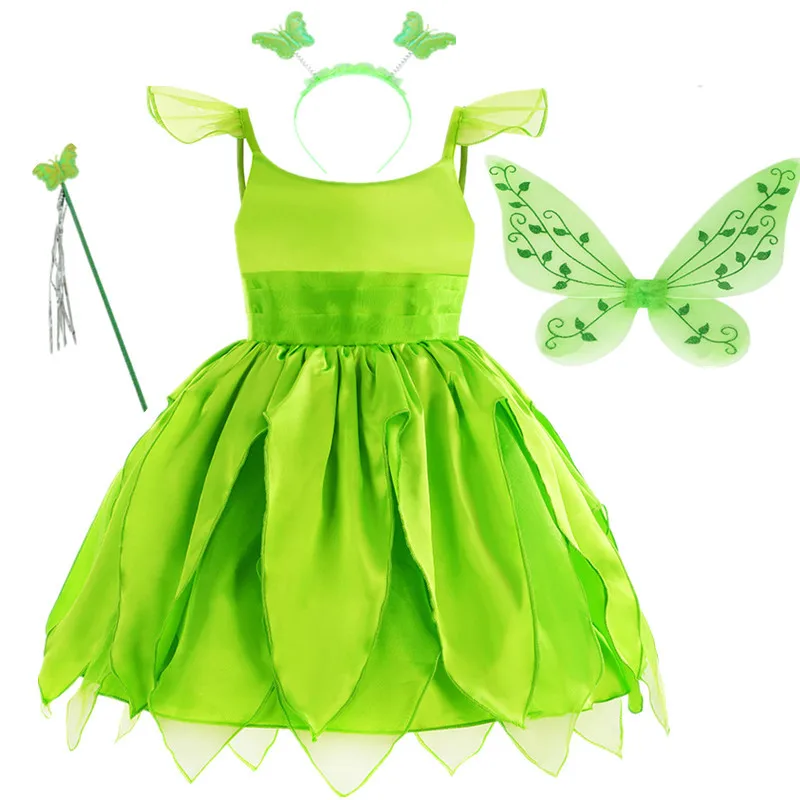 

Маскарадный костюм принцессы для девочек, сказочное платье принцессы с зелеными цветами для косплея, детское карнавальное маскировочное платье, костюм на Хэллоуин