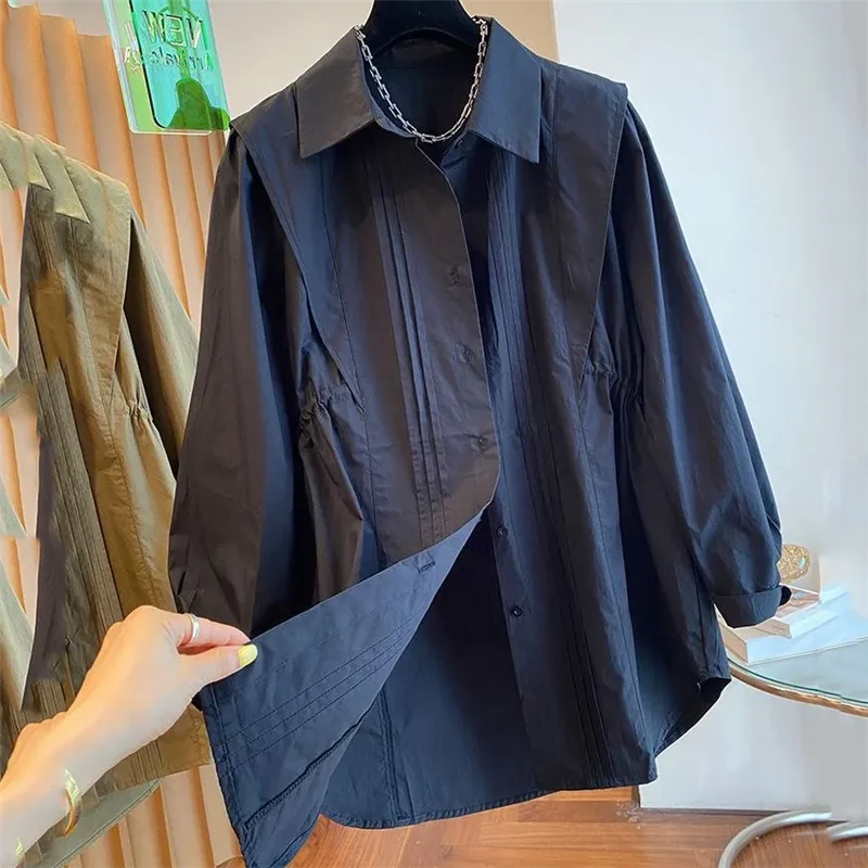 Блузка женская демисезонная со складками Модный повседневный топ свободного