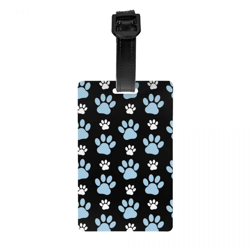 

Ярлыки для багажа с узором лап на заказ, защитные этикетки для багажа с голубыми лапами для личной безопасности собак, животных, собак, чемодан