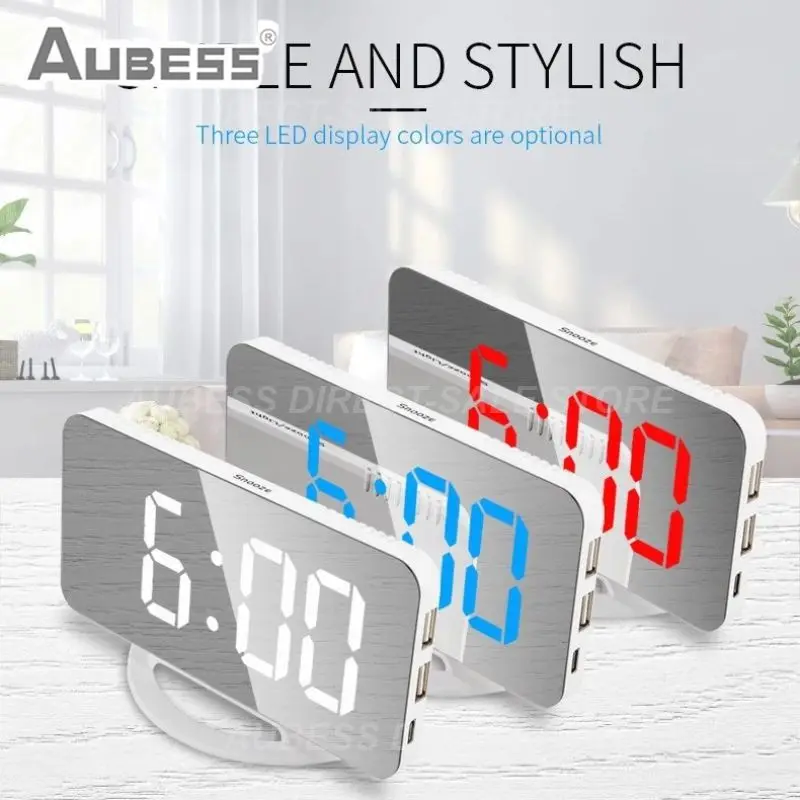 

3-5v Bright/medium/dark Alarm Clock Desktop Digital Clock Creative Mirror Night Clock Plastic Bedside Clock Small And Beautiful