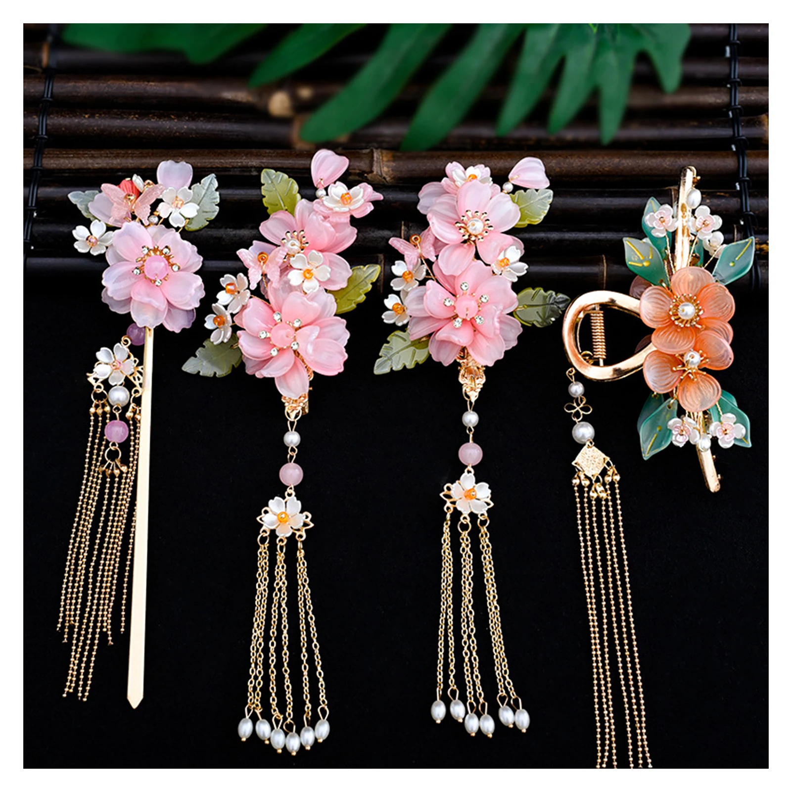 

Long Tassel Flower Hair Jewelry Hair Stick Hairpin Hair Clip Headdress for Women Girls and Hairdressing Salon