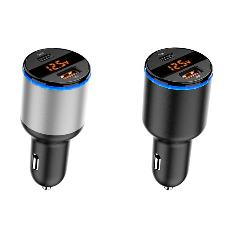 

Универсальное двойное быстрое зарядное устройство PD + QC3.0 со светодиодным дисплеем для моделей автомобилей 12-24 В выход 65 Вт PD + быстрая заряд...